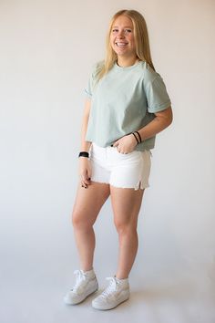 Crisp, classic, and capable of matching pretty much anything, these white Hudson shorts are just what you need to stay cool this spring and summer! Pair with our Short Sleeve Crop Top. 71% Cotton 27% Lyocell 2% Elastane Woven ShortCare instructions: machine wash cold, tumble dry low Spring Relaxed Fit Cutoff Tops, Casual Summer Cutoff Tops, Relaxed Short Summer Tops, Summer Tops With Built-in Shorts And Relaxed Fit, Vacation Tops With Built-in Shorts, Short Length Summer Top For Day Out, Everyday Relaxed Fit Short Tops, Everyday Relaxed Fit Short Length Tops, Relaxed Short-sleeve Cotton Top