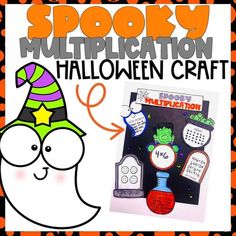 a halloween themed craft with the words spooky multiplication on it