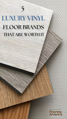 wood flooring samples stacked on top of each other with the words luxury vinyl floor brands that are worth it