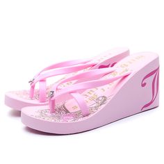 Product Information:Style: KoreanHeel height: high heel (5-8cm)Help surface material: plasticWith the bottom style: slope withSize Information:Size: 35 36 37 38 39 2000s Heels, Cute Platform Sandals, Pink Platform Sandals, Y2k Heels, Mcbling Fashion, High Sandals, Dr Shoes, Kawaii Shoes, Gyaru Fashion