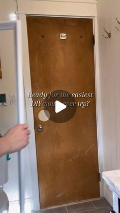 a person is holding up a door with the words ready for the fastest diy you've ever try?