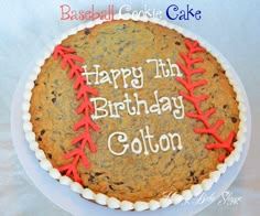 a birthday cake with an image of a baseball on the top and words happy th birthday cotton