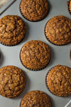 freshly baked muffins in a baking pan ready to be eaten