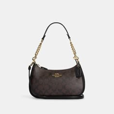 COACH® | Teri Shoulder Bag In Signature Canvas Small Coach Purses, Teri Bag Coach, Coach Bah, Coach Bag Outfit Style, Coach Shoulder Bag Outfit, Coach Shoulder Bags, Coach Teri Shoulder Bag, Coach Signature Bag