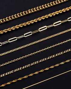 14K Gold Chain Necklace, Curb Chain, Twist Chain, Paperclip Chain, Rope Chain, Figaro Chain, Vine Chain, Box Chain, Cable Chain Dainty Chain Layering options are endless, but we've combined our most-loved pieces. These chains beautifully catch the light and leave a gleaming impression! Energetic, unique, and wonderfully dynamic. It makes for a glorious gift or a personal treat for yourself. Made of Solid 925 Sterling Silver, Rose Gold or 14k Gold Plated Comes with a stylish jewelry box Each item Chain Layering, Glamour Jewelry, Minimalist Chain, Chain Necklace Silver, Dainty Necklaces, Thoughtful Gifts For Her, Dainty Chain, Figaro Chain, Trombone