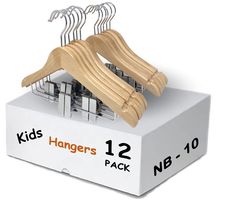 PRICES MAY VARY. Made from ½ inch durable natural wood with a clear finish, and metal pant clips delicately designed for Bid Kids, Teen’s daily pants, coats, jackets, sweaters, and closet organizations; Upgrade and modernize your child’s closet appearance, Improve efficiency of closet storage space; 360-degree Swivel and easy to access; otched Shoulders with the function of hanging skirts, dresses and storage accessories; Perfect gift for all gift situations and holiday seasons. Made from ½ inch Toddler Clothes Hangers, Kids Personalised Hangers, Hanging Skirts, Childrens Coat Hangers, Nursery Closet Organization, Kids Hangers, Storage Accessories, Packing Kids, Hanger Clips