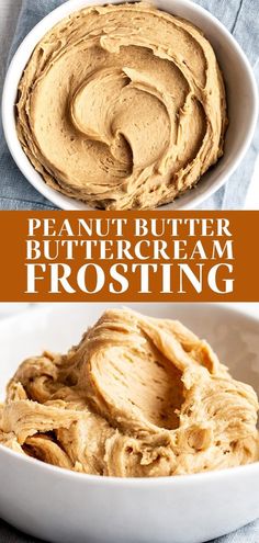 peanut butter buttercream frosting in a white bowl