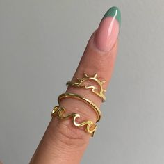 Let’s go to the beach-each let’s go get a wave! This adorable sun and the wave-designed ring is the perfect piece that’ll bring out any outfit you wear. Pair it with the Waves ring for some summertime fun! Waves Ring, Beach Side, Wave Ring, Summertime Fun, Waist Chain, Belly Rings, Favorite Rings, Ring Bracelet, Ring Necklace