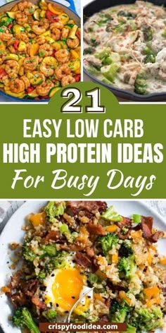 These easy low carb high protein recipes are best for meal prep and helps to lose weight. High Protein Ideas, Low Carb High Protein Meals, Healthy Low Carb Dinners, Protein Ideas, Low Carb Dinners, High Protein Low Carb Recipes, Healthy High Protein Meals, Low Carb High Protein, High Protein Meals