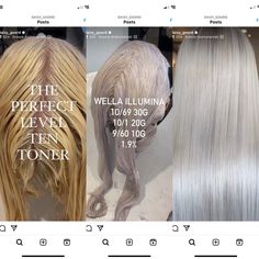 Wella Formulas, Wella Toner, Hair Things, Hair Techniques, Cosmetology, Cool Hairstyles, Hair Makeup, Blonde, Shades