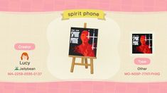 a cartoon character is standing in front of an easel and holding a sign that says spirit phone