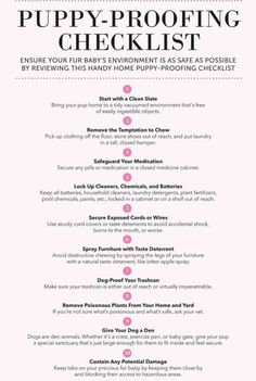 the puppy proofing checklist is shown in pink