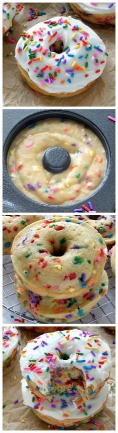 sprinkle covered donuts are cooling in the oven and ready to be baked