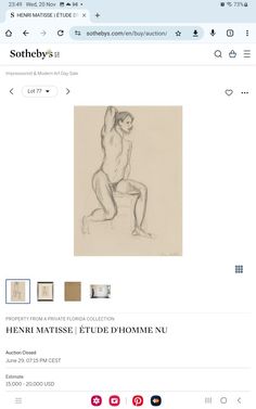 a drawing of a nude woman sitting on a stool