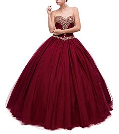 The perfect guide to buy the best Burgundy Quince dress - Quinceañera Princess Unique Party Dresses, Red Evening Gowns, Red Ball Gown, Queen Dresses, Strapless Evening Gowns, Quince Dress, Prom Ball Gown