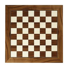 a wooden chess board with white and brown squares