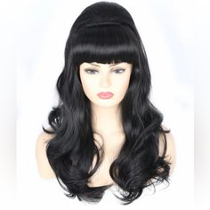 70s 80s Beehive Bouffant Black Vintage Costume Wig *New* Full Cap Wig Arrives New Synthetic Color: Color As Shown Great For Cosplay And Performance Stage Looks Occassionshalloween,Cosplay,Costume,Anime ,Concerts,Theme Parties Ect Handmade Black Hair 80s, 60’s Hair, Dark Brown Hair Extensions, Brown Hair Extensions, Beehive Hair, Performance Stage, Ombre Hair Extensions, Costume Anime, Pink Wig