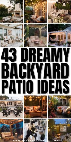 the backyard patio is decorated in many different styles and colors