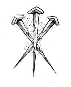 an ink drawing of two crossed swords