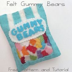 a bag with gummy bears in it and the words gummy bears on it