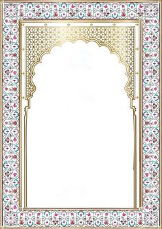 an ornate frame with gold trimmings and flowers on the border is shown in blue,