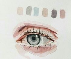 a watercolor painting of an eye with different colors on the iris's eyes