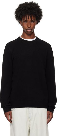 Knit cashmere sweater. · Rib-knit crewneck, hem, and cuffs · Dropped shoulders Supplier color: Black Guest In Residence, Knitted Hood, Mens Hooded, Knit Crewneck, Cashmere Sweater, Cashmere Sweaters, Black Sweaters, Crew Neck Sweater, Black Men