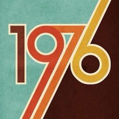 an old poster with the number seventy seven on it's side and two different colors