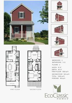 the floor plan for a two story house with lofts and an open living area