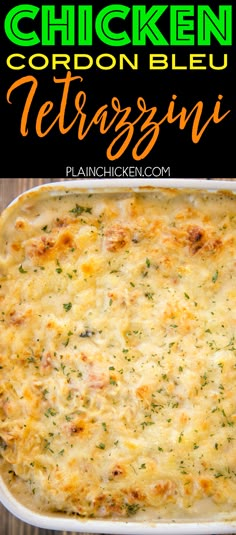 a casserole dish with chicken and cheese in it on a wooden table next to a black background