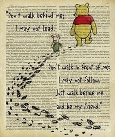 winnie the pooh quote on an old book page