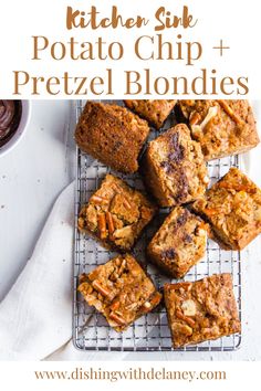 baked potato chip butterscotch blondies on a cooling rack