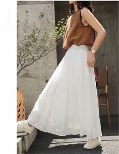 Product information: Material:Ramie Style:Fashion simple Features:Solid color Colour:White Packing list: Skirt*1 Product Image: Beach Skirt, Mesh Skirt, Dark Fashion, Error 404, White Skirts, Aesthetic Outfits, Packing List, Simple Style, Denim Skirt