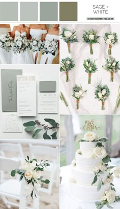 wedding color palettes with white flowers and greenery