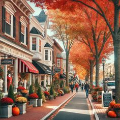 A crisp autumn day on Red Bank's bustling main street, lined with local shops and cozy cafés under a canopy of golden-orange trees. #RedBankCharm #AutumnVibes #FallInRedBank #ProdigyRealEstate Modern Condo, Red Bank, Local Shops, Waterfront Property, Orange Tree, Real Estate Company, Work Environment, Real Estate Companies, Autumn Day