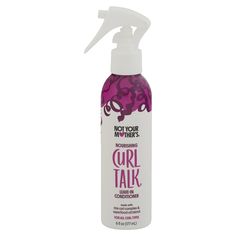 Not Your Mother's Curl Talk Leave-In Conditioner is packed with hair benefits. This hair wash day staple conditions your hair, boosts your curls' softness, makes combing through curls easier than ever, and protects hair from heat. Formulated with Not Your Mother's Superfood Oil Blend—a nutrient-dense combination of Avocado, Buriti, and Marula oil—our Curl Talk Leave-In Conditioner is full of minerals and fatty acids that smooth and hydrate your curls. Add in Not Your Mother's Rice Curl Complex—a Curly Hair Spray, Curl Talk, Conditioner For Curly Hair, Conditioner Curly Hair, Hair Conditioning, Buriti Oil, Heat Protectant Spray, Curly Hair Types, Hair Wash