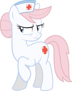 a pony with a red cross on it's chest