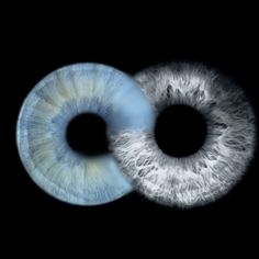 an eyeball is shown in the shape of two circles, with light blue and white colors