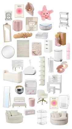 a collage of furniture and accessories arranged in the shape of a heart on a white background