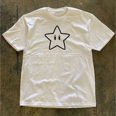 Star T-Shirt Fast Shipping $25 Lowest I Can Do Custom Deadstock Hit Me With Questions Casual Short Sleeve T-shirt With Star Logo, Graphic Tee With Star Logo For Summer, Casual Star Print T-shirt For Streetwear, Casual Summer Tops With Star Logo, Trendy Streetwear Tops With Star Patch, Casual Summer T-shirt With Star Logo, Casual Crew Neck T-shirt With Star Patch, Casual Tops With Star Logo And Relaxed Fit, Relaxed Fit Short Sleeve Tops With Star Logo