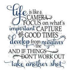 a quote that says life is like a camera