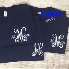 Choose from a variety of different colors! Gildan brand shirts are used. Please specify initials, colors needed and monogram style preferred in notes when placing your order. Blue Monogram Cotton Tops, Monogram Tshirt, Monogram Outfit, Monogram Sweatshirt, Monogram T Shirts, Vinyl Monogram, Monogram Shirts, Cute Shirt Designs, Cricut Craft