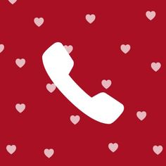 a phone with hearts all over it on a red background