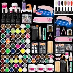 PRICES MAY VARY. Nail Kit for Beginners with Everything: Acrylic nail kit set professional is most perfect acrylic nail kit. Contains all the necessary acrylic nail supplies, included 3 colors acrylic powder, gel nail polish, top coat and base coat, uv/led nail lamp, 36 colors sequins, glitter sets, nail clipper and some DIY acrylic nail set, a perfect for all beginners. Gel Nail Polish Kit: 6 Classic colors gel nail polish (7ml each bottle), base coat and glossy & top coat. Can be used alone or Professional Acrylic Nail Kit, Acrylic Nail Supplies, Diy Nail Art Tools, Nail Polish Kit, Acrylic Nail Brush, Nail Art Tips, Acrylic Nail Set, Diy Acrylic Nails, Light Nails