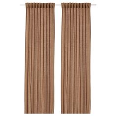 a pair of brown curtains with pleated drapes