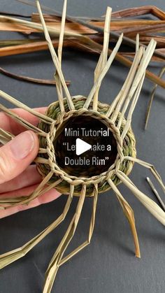 someone is holding a fake flower made out of sticks and straw with the words mini tutor let's take a double rim