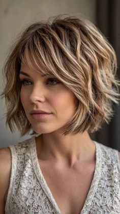 Best Tutorials for Inverted Layered Bob 🍂 Inverted Layered Bob, Short Layered Wavy Hairstyles, Short Layered Haircuts For Women, Layered Haircuts For Women, Layered Pixie, Medium Length Curly Hair, Chin Length Hair, Lob Hairstyle