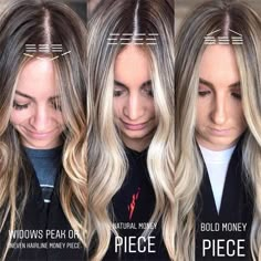 Diy Money Piece Hair, Uneven Hairline, Hair Color Placement, Money Piece Hair, Blonde Foils, Money Pieces, Redken Hair Color, Redken Hair Products, Hair Color Formulas