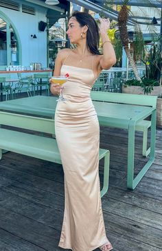 Manhattan Slip Formal Dress Champagne – Beginning Boutique US Custom Prom Dress, Long Prom Dresses, Beginning Boutique, Satin Color, Formal Party, Party Gowns, Long Prom Dress, Prom Party Dresses, Types Of Skirts