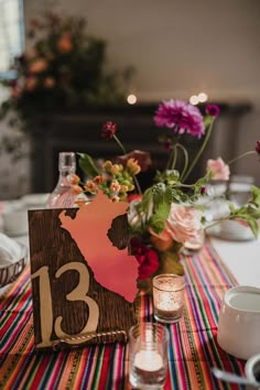 the table is set with flowers and candles for an intimate dinner or celebration in their home